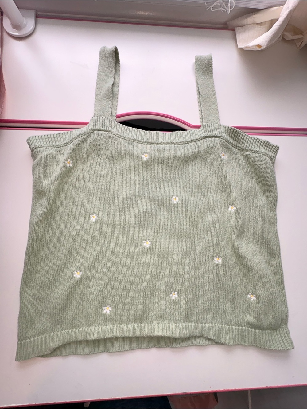 LOFT Pale Mint Daisy Knit Camisole